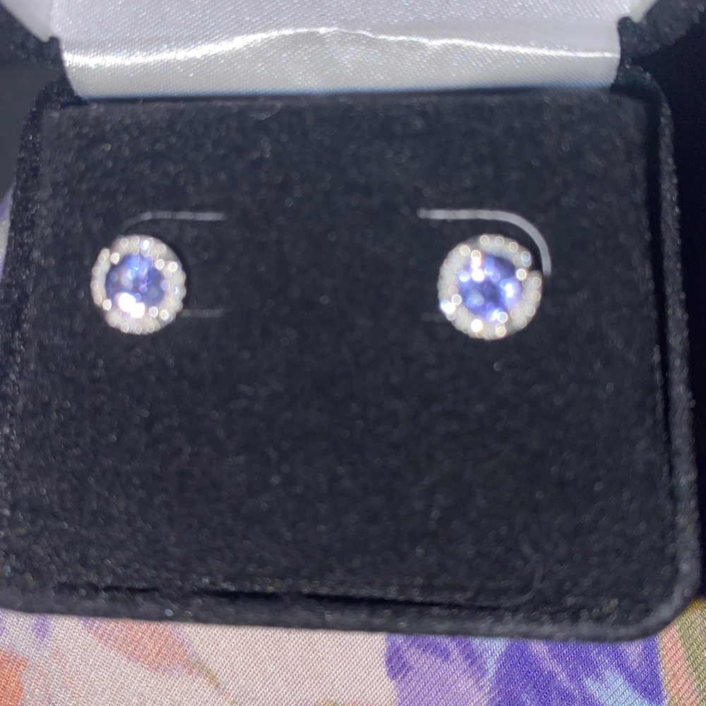 1/4 Luxury Tanzanite Diamond 10k White Gold Round Earrings Nw/B